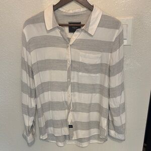 Rails Gray and White Striped Button Down Shirt